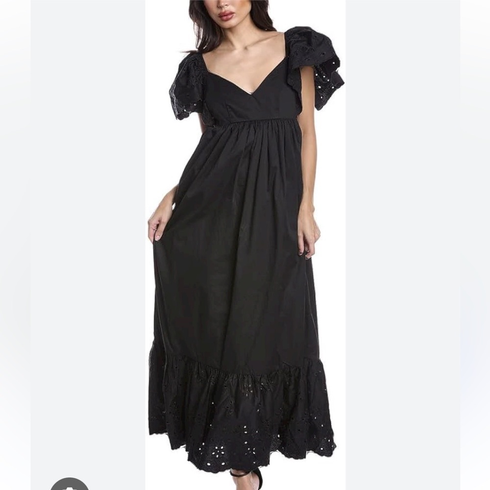En Saison Barnette Black Maxi Eyelet dress EUC